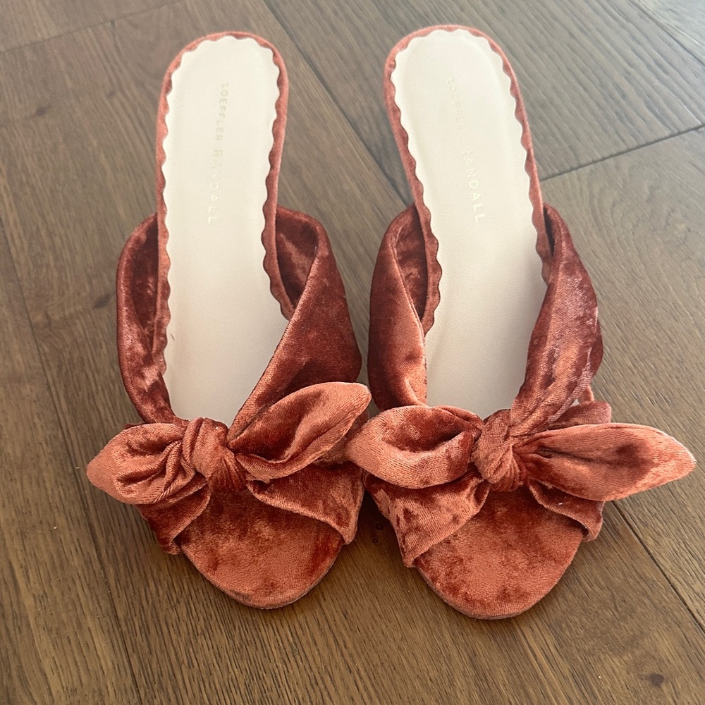 Loeffler Randall Rust Velvet Bow Heels